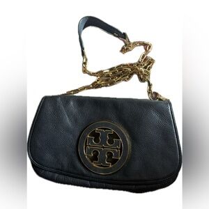 Tory Burch Black Crossbody Bag with Gold Accents